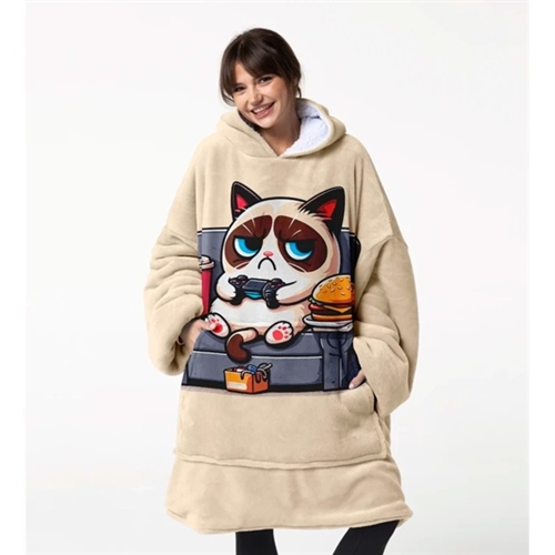Huggie - Grumpy Cat Player - Giant Blanket Hoodie